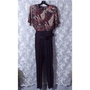 Vintage 80s Jumpsuit 1980s Tiger Print Chic Glam Cocktail Hipster Size Medium